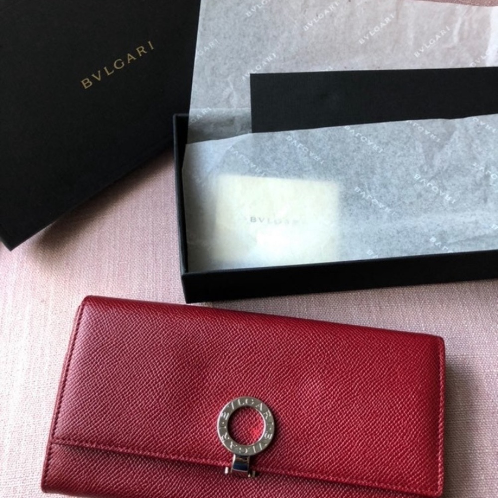 Like New Bulgari continental clip Wallet large Red